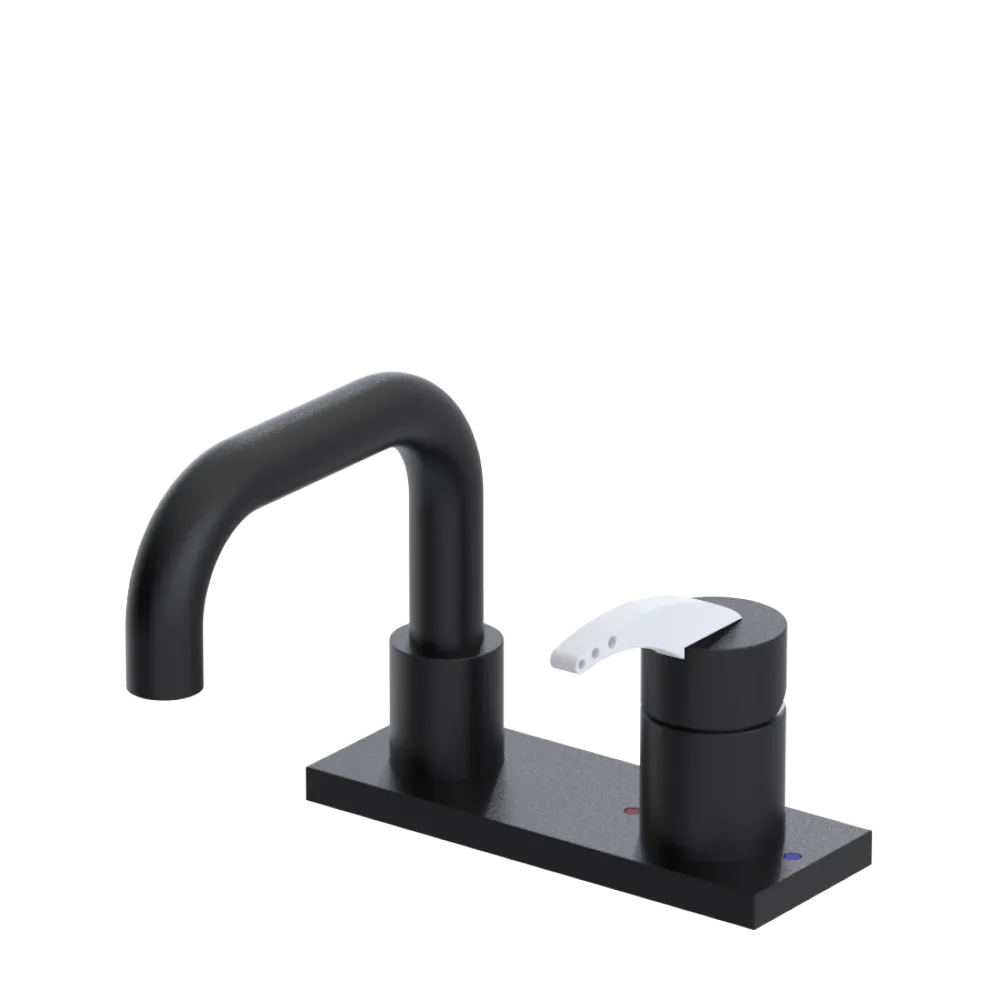 Rubinet 4" Centre Single Control Lav. Set. with Genesis spout (less drain) Matt Black