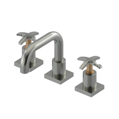 Rubinet Widespread Lav. Set. with Genesis spout (less drain) Satin Nickel