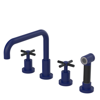 Rubinet Widespread Kitchen Set with Hand Spray Midnight Blue