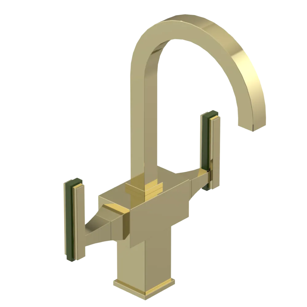 Rubinet Single Hole Dual Handle Lav. Set. (less drain) Gold