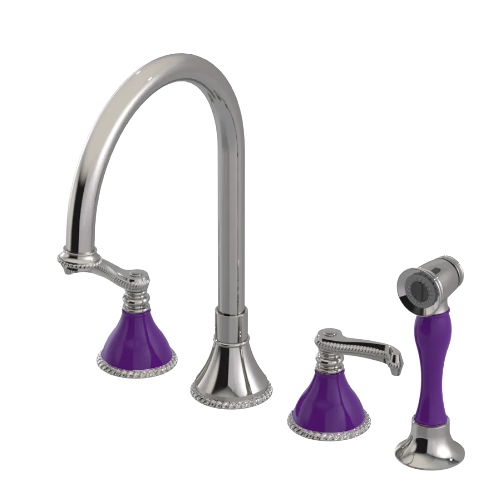 Rubinet Widespread Kitchen Set with Hand Spray Polished Nickel