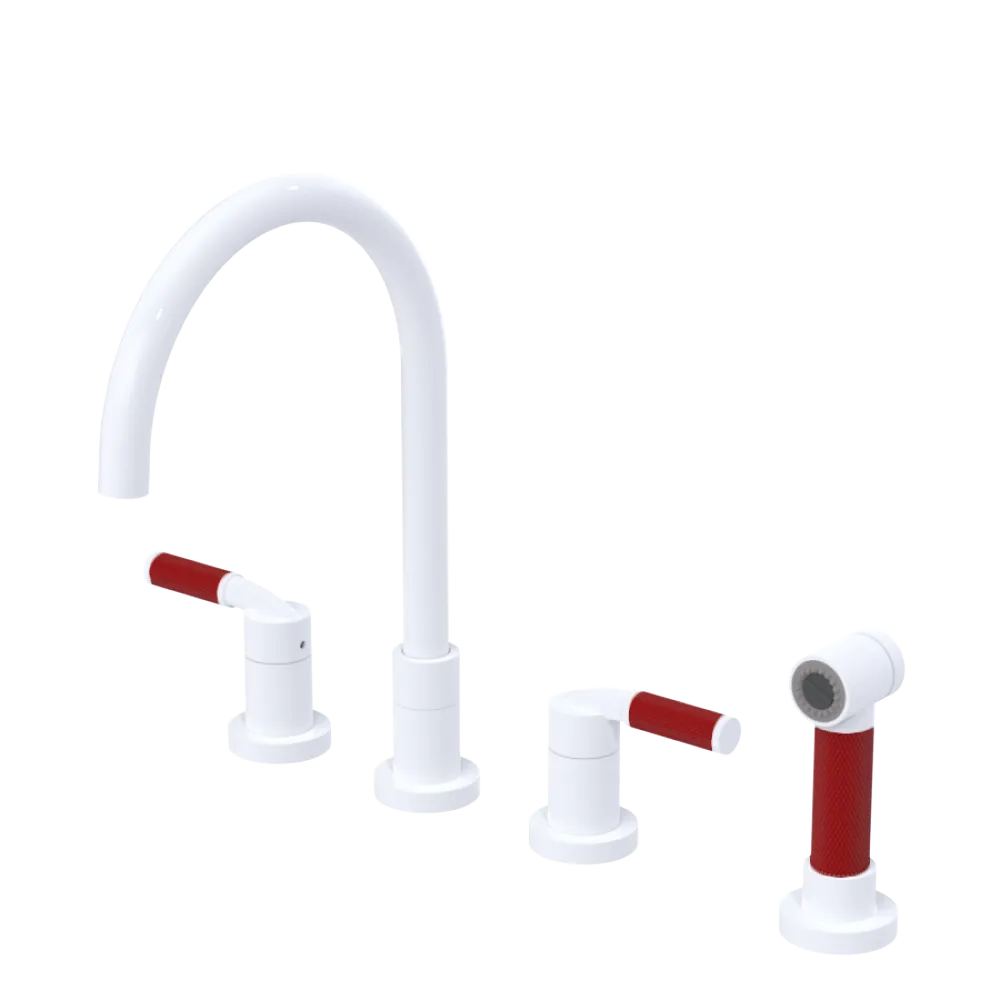 Rubinet Widespread Kitchen Set with Hand Spray White