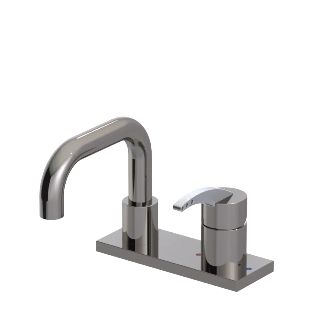 Rubinet 4" Centre Single Control Lav. Set. with Genesis spout (less drain) Polished Nickel
