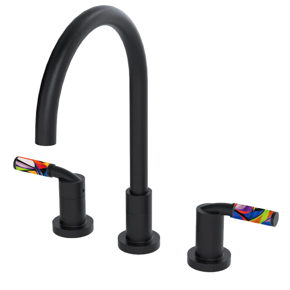 Rubinet Widespread Kitchen Set Matt Black