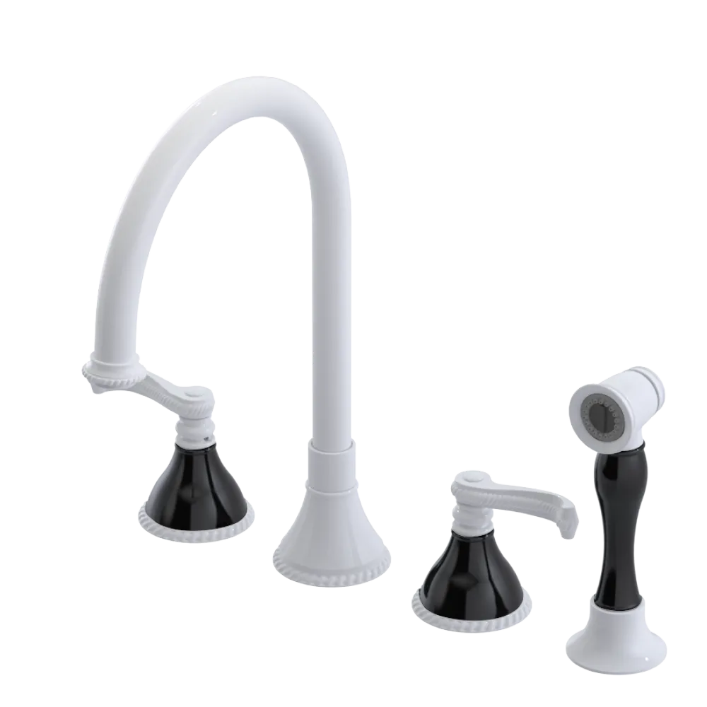 Rubinet Widespread Kitchen Set with Hand Spray White
