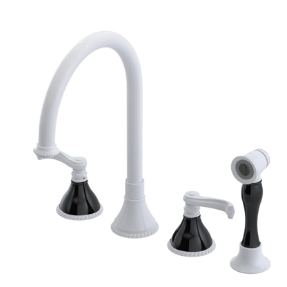 Rubinet Widespread Kitchen Set with Hand Spray White