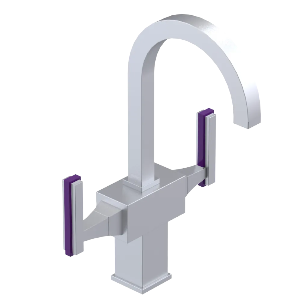 Rubinet Single Hole Dual Handle Lav. Set. (less drain) Satin Chrome