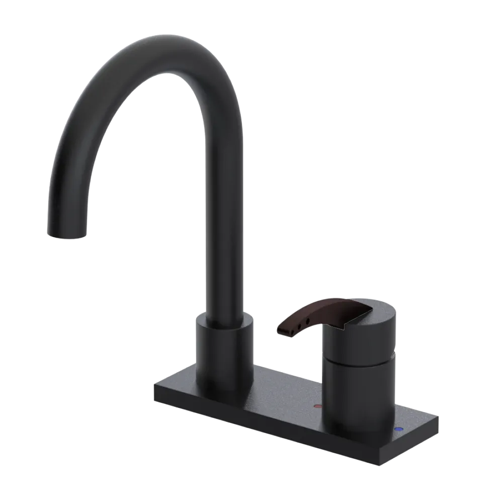 Rubinet 4" Centre Single Control Lav. Set. (less drain) Matt Black