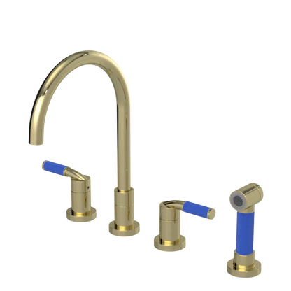 Rubinet Widespread Kitchen Set with Hand Spray Gold