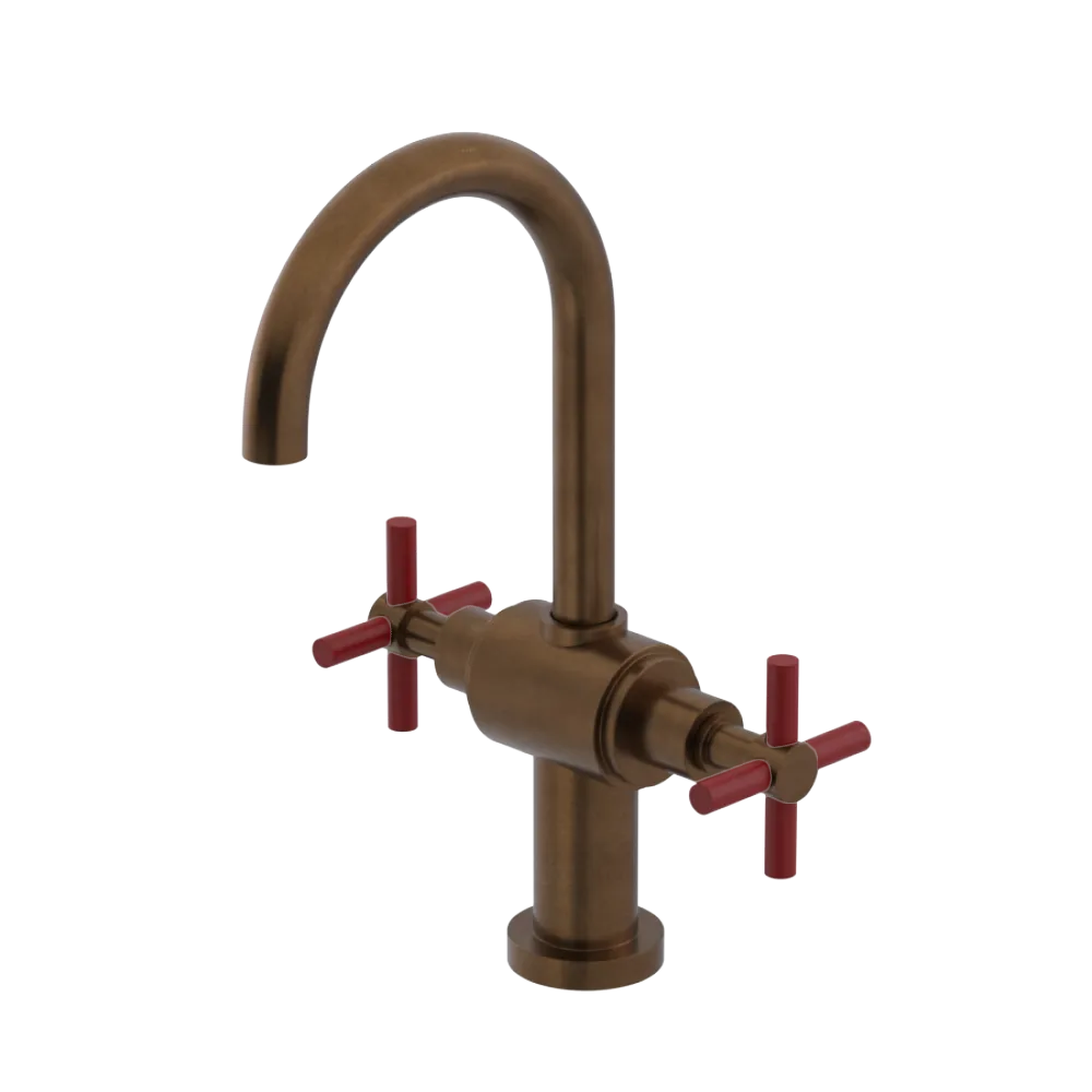Rubinet Single Hole Dual Handle Lav. Set with LaSalle Spout (less drain) Tuscan Brass