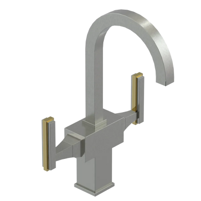 Rubinet Single Hole Dual Handle Lav. Set. (less drain) Satin Nickel