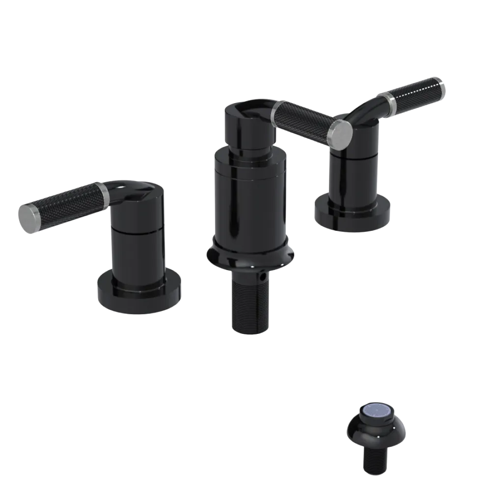 Rubinet Bidet Fitting with Spray, Diverter, and Vacum Breaker (Less Drain) Black