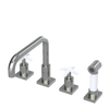 Rubinet Widespread Kitchen Set with Genesis Spout with Hand Spray Satin Nickel