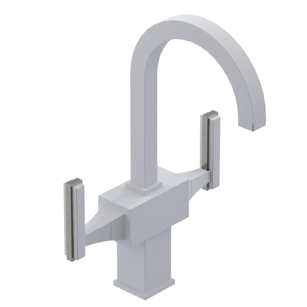 Rubinet Single Hole Dual Handle Lav. Set. (less drain) Matt White