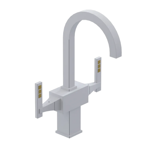 Rubinet Single Hole Dual Handle Lav. Set. (less drain) Matt White