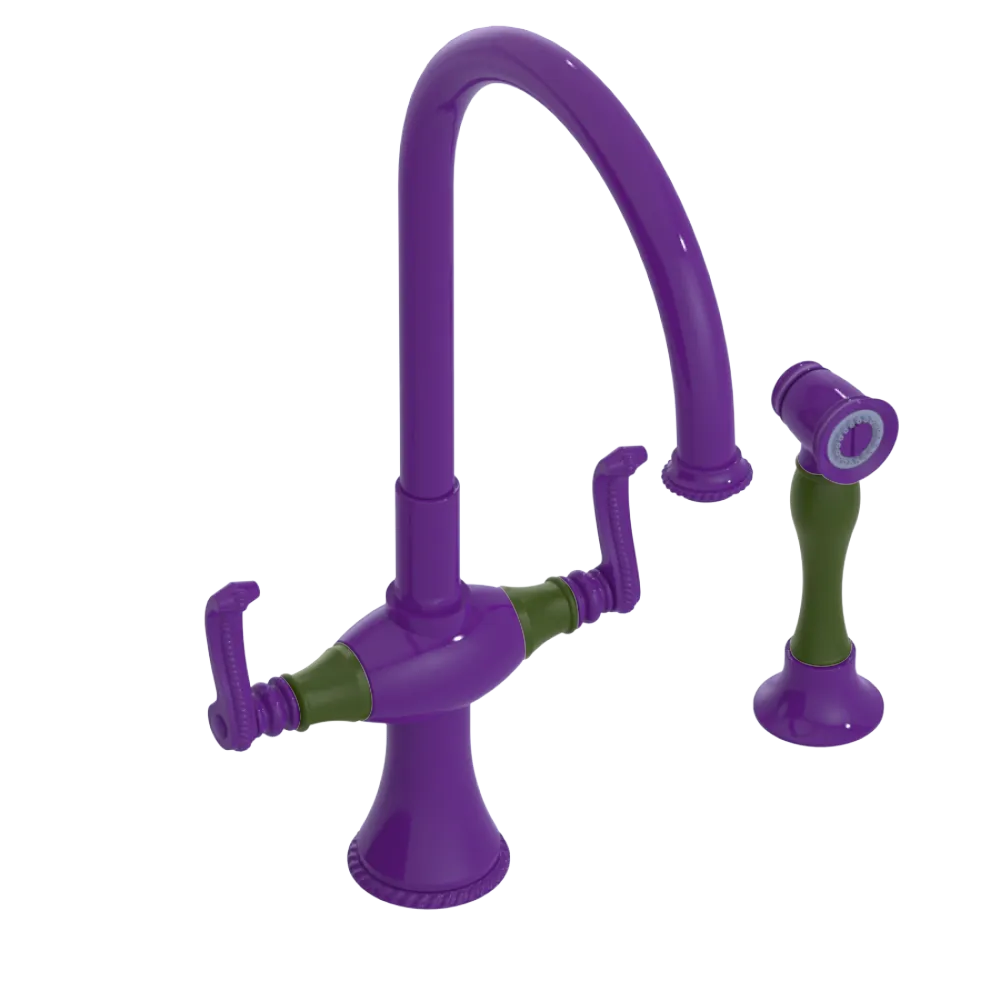 Rubinet Two Handle Single Hole Kitchen Set with Hand Spray Purple Haze