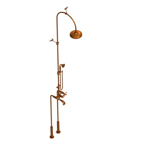 Rubinet Floor Mount Tub & Shower with hand held shower Antique Copper Matt