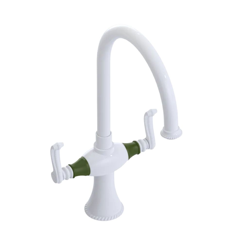 Rubinet Two Handle Single Hole Kitchen Set White