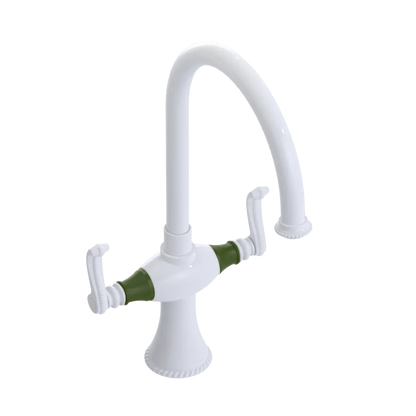 Rubinet Two Handle Single Hole Kitchen Set White