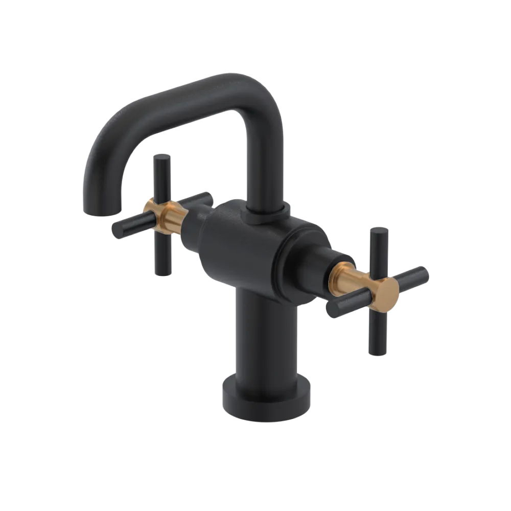 Rubinet Single Hole Dual Handle Lav. Set. (less drain) Matt Black