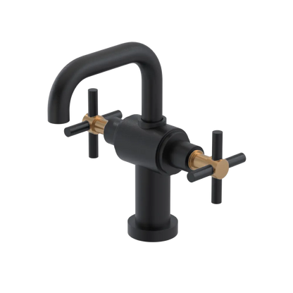Rubinet Single Hole Dual Handle Lav. Set. (less drain) Matt Black