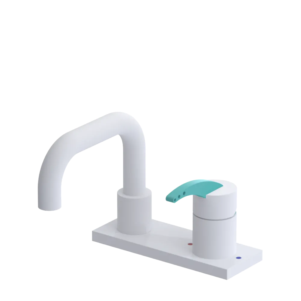 Rubinet 4" Centre Single Control Lav. Set. with Genesis spout (less drain) Matt White