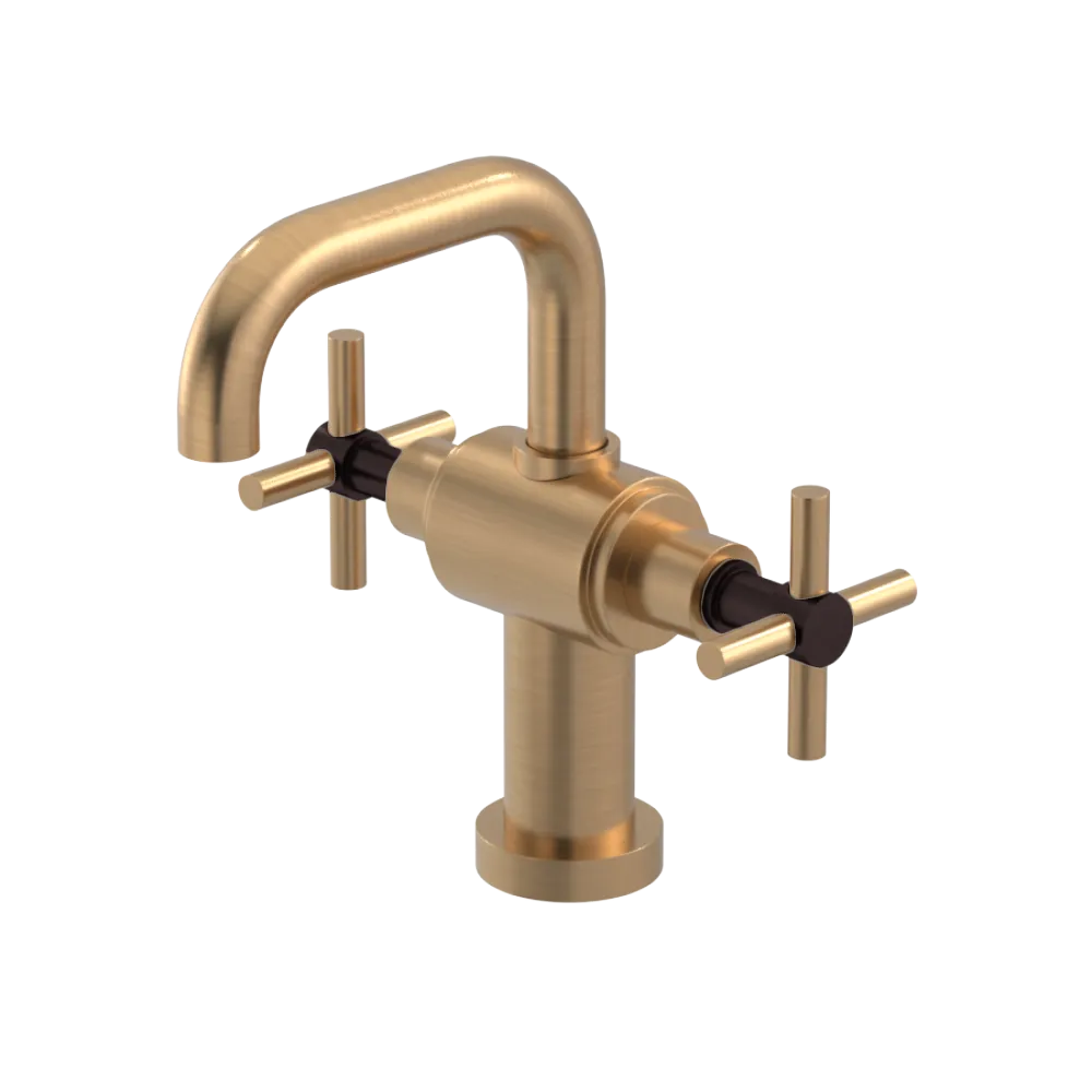 Rubinet Single Hole Dual Handle Lav. Set. (less drain) Satin Gold