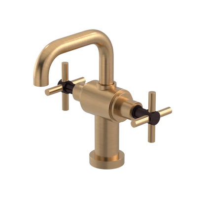 Rubinet Single Hole Dual Handle Lav. Set. (less drain) Satin Gold