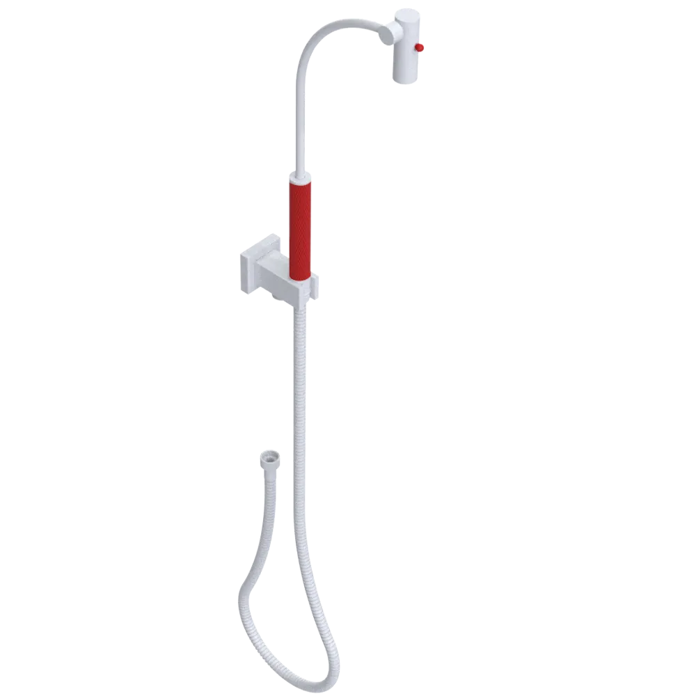 Rubinet Hand Held Shower Bidet with Extended Reach & Dual Function Spray Including Wall Bracket with Supply & Hose (Square) White