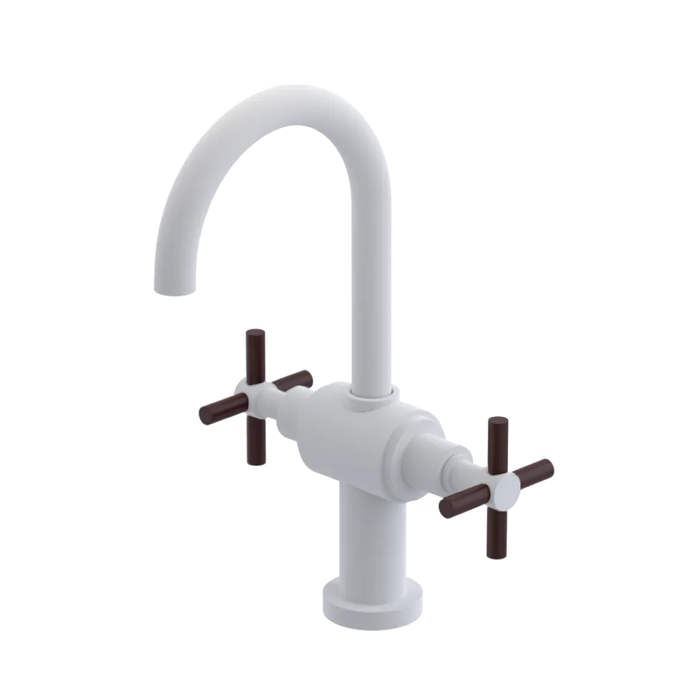 Rubinet Single Hole Dual Handle Lav. Set with LaSalle Spout (less drain) Matt White