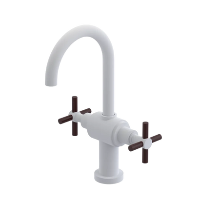 Rubinet Single Hole Dual Handle Lav. Set with LaSalle Spout (less drain) Matt White