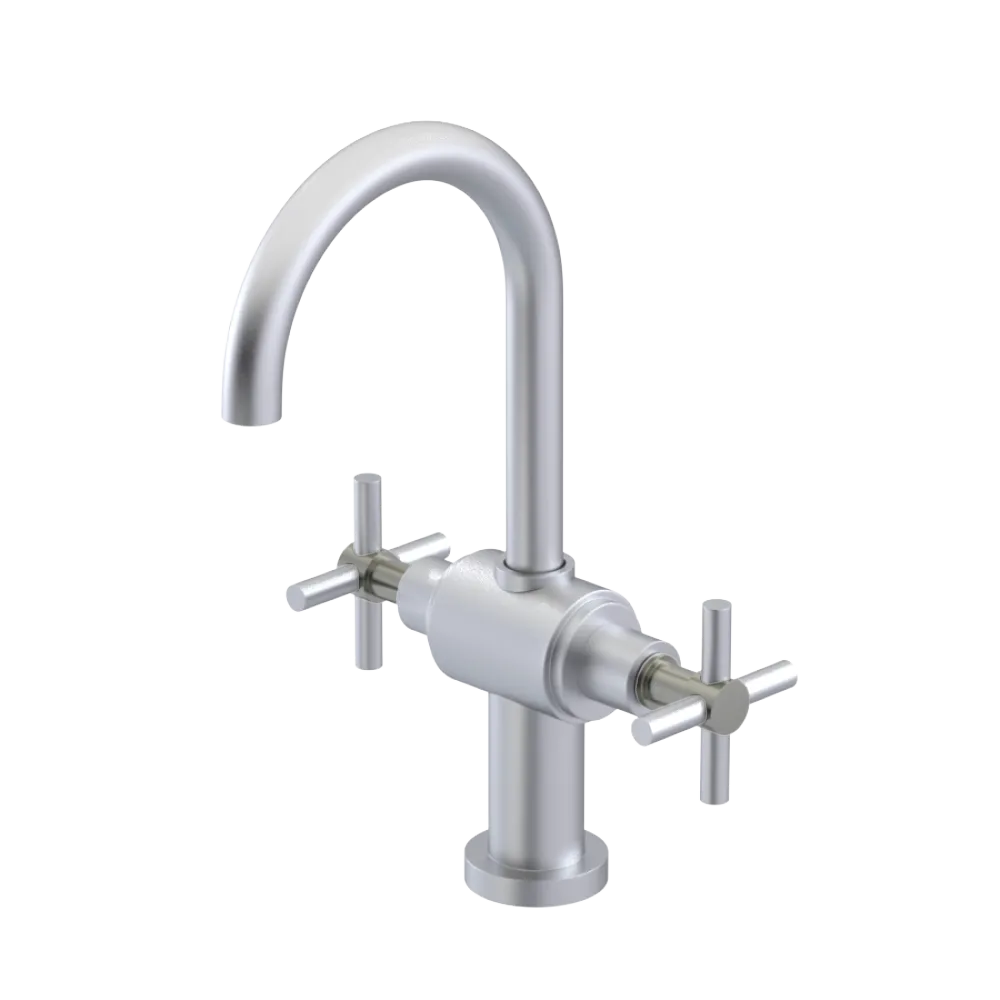 Rubinet Single Hole Dual Handle Lav. Set with LaSalle Spout (less drain) Satin Chrome