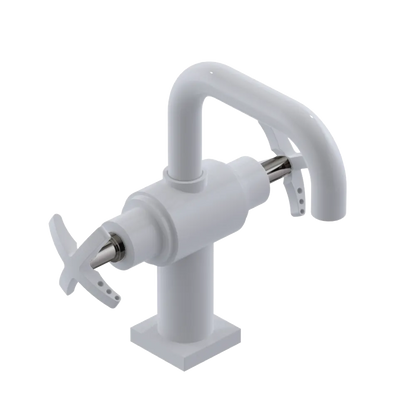 Rubinet Single Hole Dual Handle Lav. Set. with Genesis spout (less drain) White