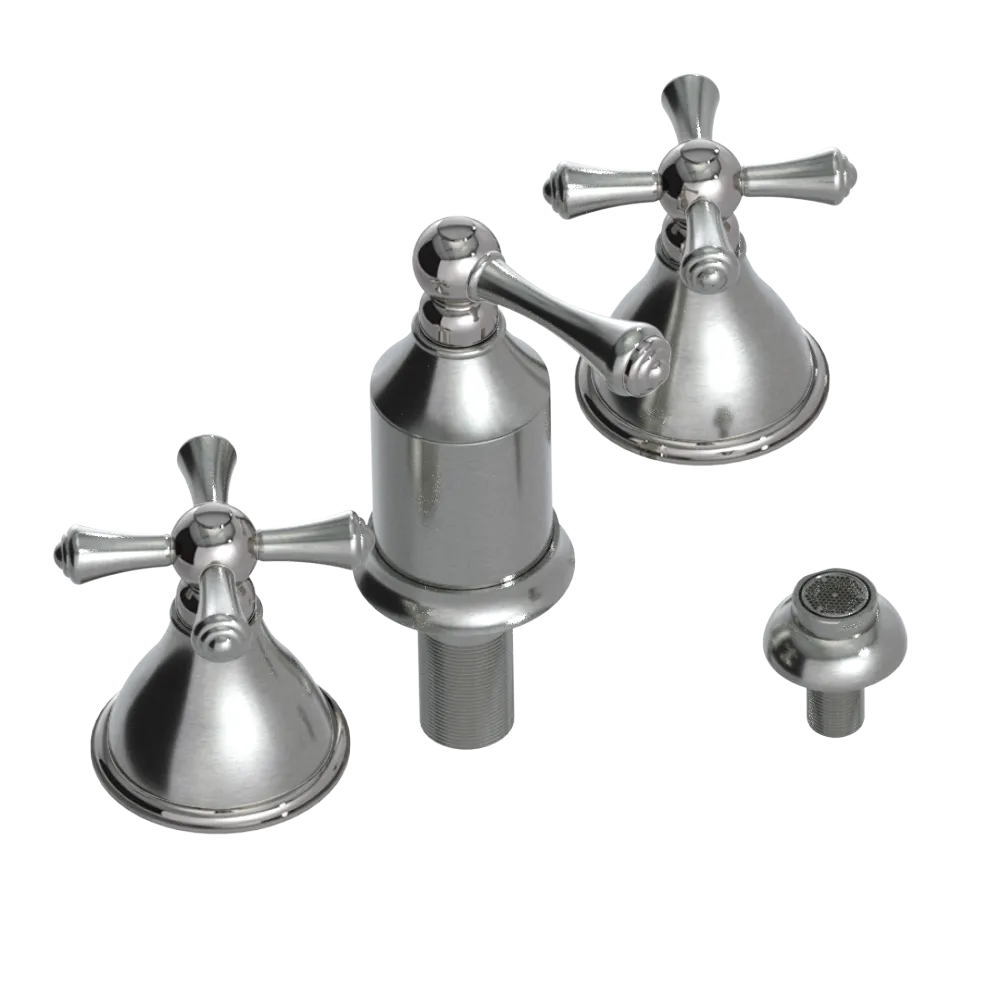 Rubinet Bidet Fitting with Spray, Diverter, and Vacum Breaker (Less Drain) Satin Nickel