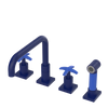 Rubinet Widespread Kitchen Set with Genesis Spout with Hand Spray Midnight Blue