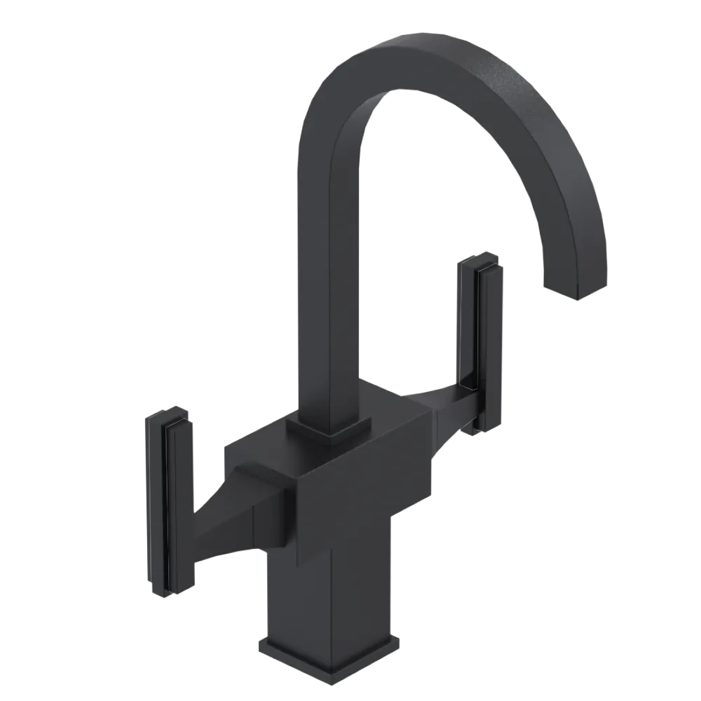 Rubinet Single Hole Dual Handle Lav. Set. (less drain) Matt Black