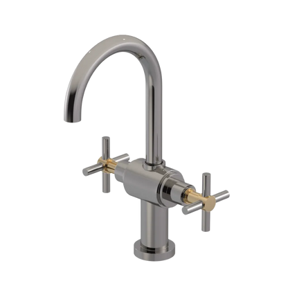 Rubinet Single Hole Dual Handle Lav. Set with LaSalle Spout (less drain) Polished Nickel