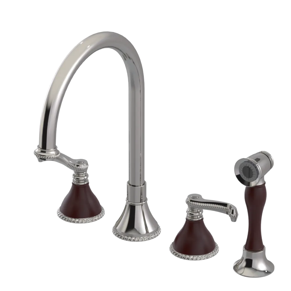 Rubinet Widespread Kitchen Set with Hand Spray Polished Nickel