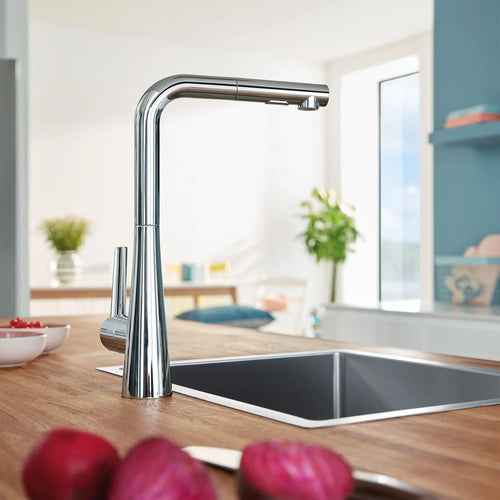 Grohe Zedra Single-Handle Pull-Out Kitchen Faucet Dual Spray 1.75 Gpm - Golzar Home