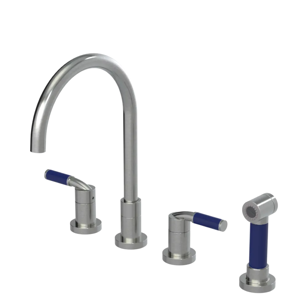 Rubinet Widespread Kitchen Set with Hand Spray Satin Nickel