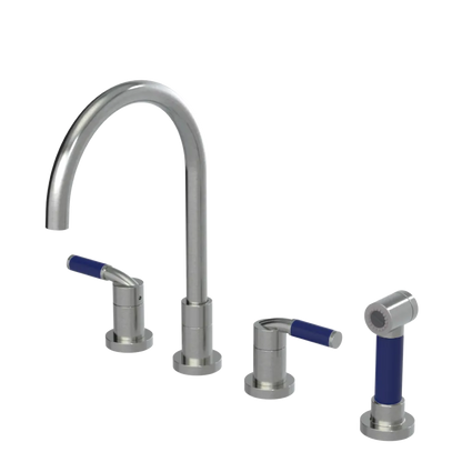Rubinet Widespread Kitchen Set with Hand Spray Satin Nickel