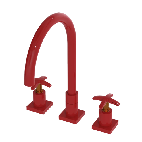 Rubinet Widespread Kitchen Set Red