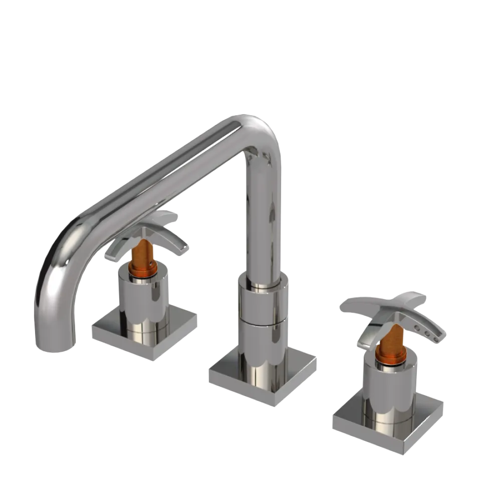 Rubinet Widespread Kitchen Set with Genesis Spout Polished Nickel
