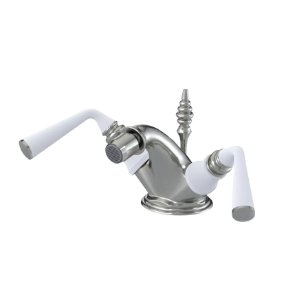 Rubinet Single Hole Dual Handle Bidet Fitting (Less Drain) Satin Nickel