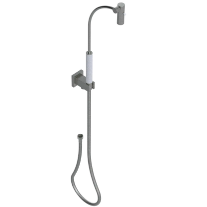 Rubinet Hand Held Shower Bidet with Extended Reach & Dual Function Spray Including Wall Bracket with Supply & Hose (Square) Satin Nickel