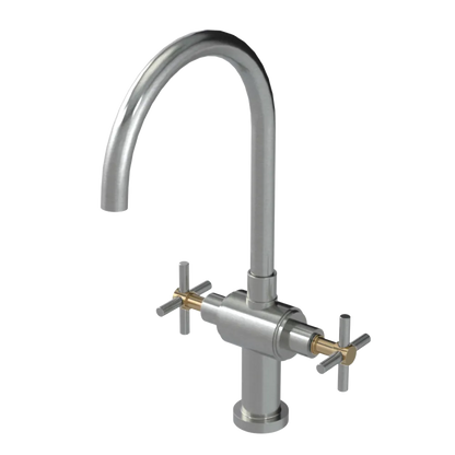 Rubinet Two Handle Single Hole Kitchen Set with LaSalle Spout Satin Nickel