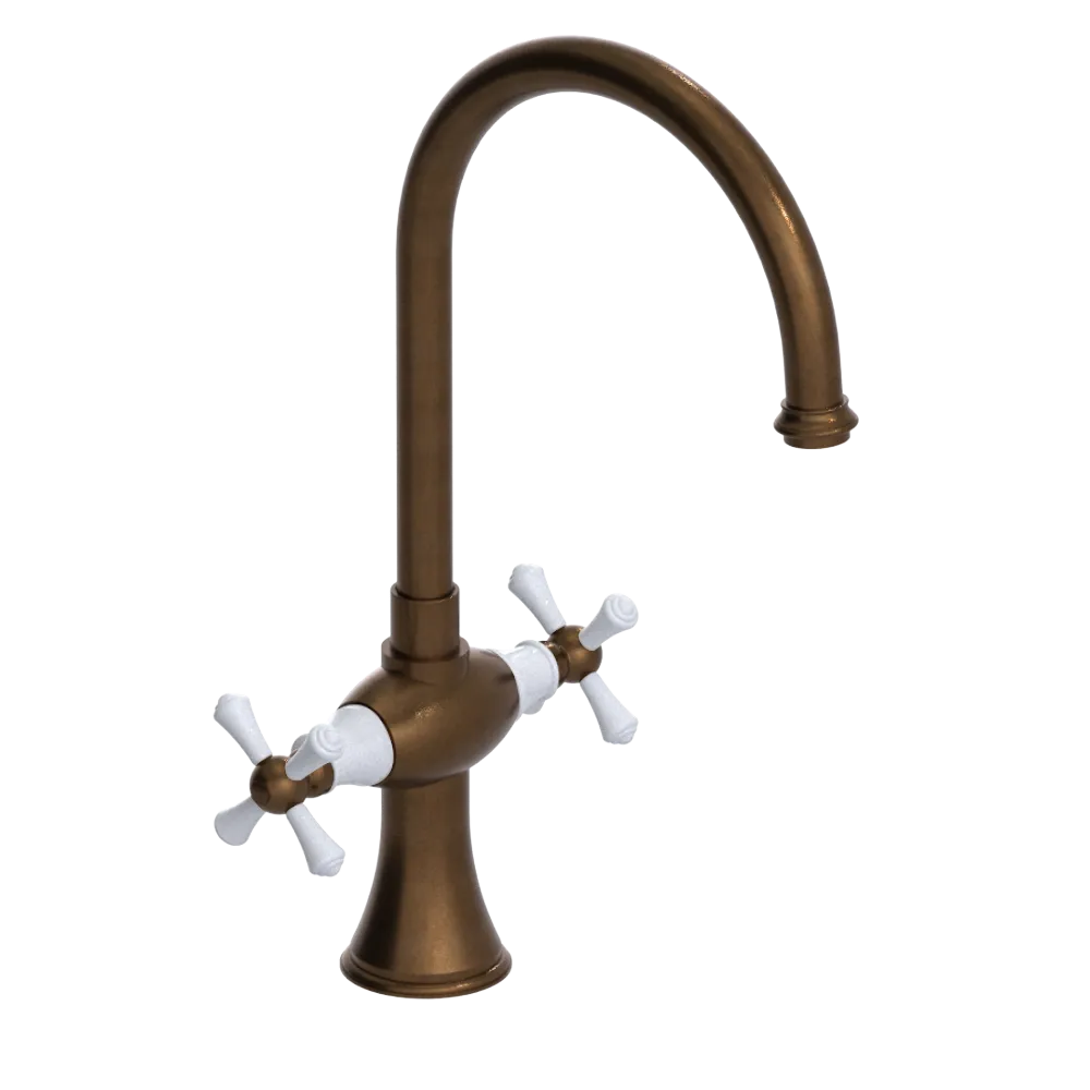 Rubinet Two Handle Single Hole Kitchen Set Tuscan Brass