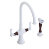 Rubinet Two Handle Single Hole Kitchen Set with Hand Spray Matt White