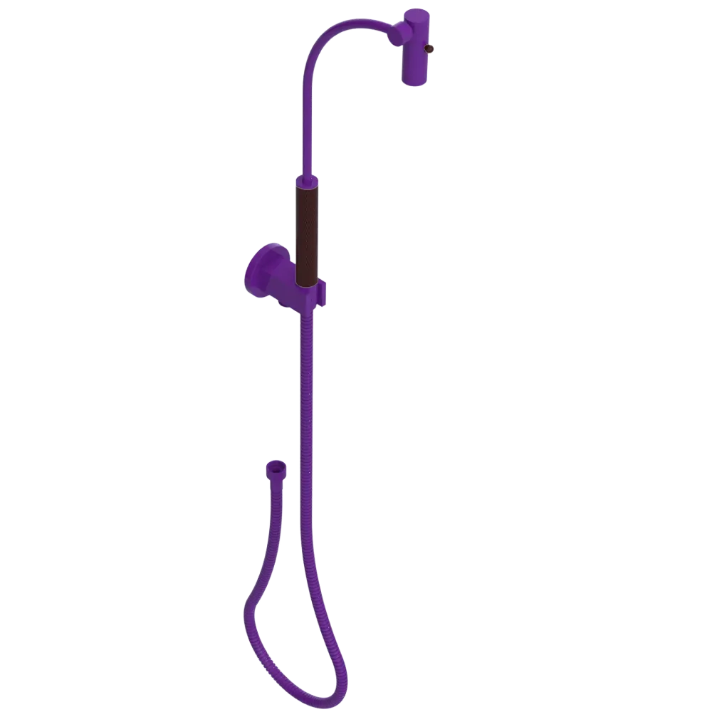 Rubinet Hand Held Shower Bidet with Extended Reach & Dual Function Spray Including Wall Bracket with Supply & Hose (Round) Purple Haze