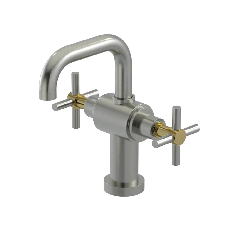 Rubinet Single Hole Dual Handle Lav. Set. (less drain) Satin Nickel